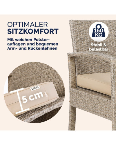 Polyrattan Lounge Set 4-tlg. Gartenmöbel Gruppe Creme